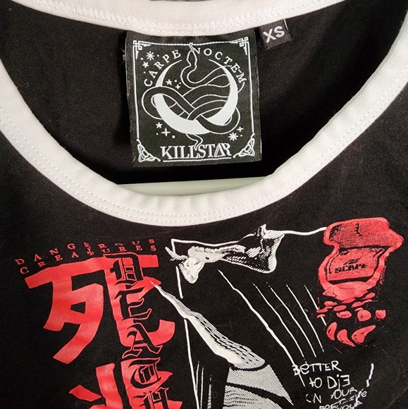 Black Killstar Deathstar Ringer Tee - XS - Picture 2 of 4
